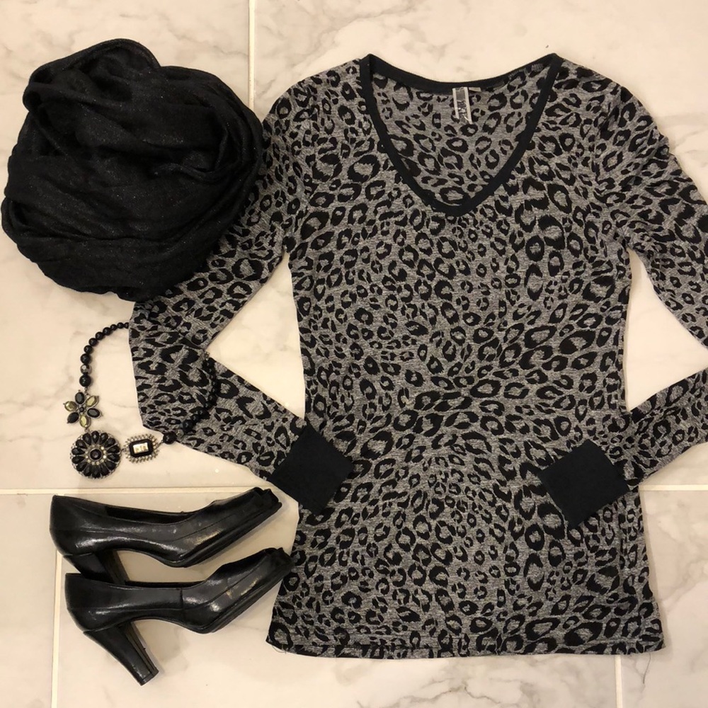 {BKE} Semi-Sheer Cheetah Shirt